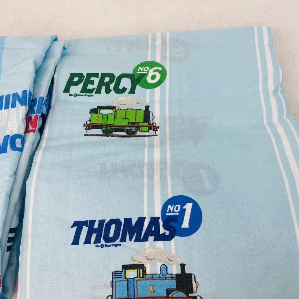 THOMAS THE TANK ENGINE & FRIENDS Twin Fitted Flat Sheet Percy James Blue Fabric